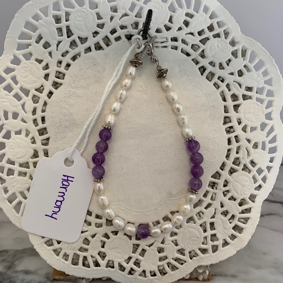 Jewelry - 2/30$ 🔮 Amethyst & Pearl Harmony Bracelet Clasp